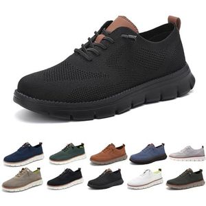 Ultracomfortabele orthopedische schoenen, heren casual mode wandelsneakers van mesh met antislipzool, instappers for in de stad(All black,48 EU)