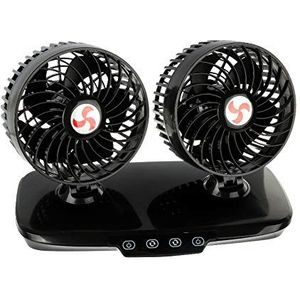 Dubbele ventilator, dubbele vrachtwagen, 24 V, 24 volt, met touchsensor, luxe, 360 graden verstelbaar, met 3-voudige snelheidsverstelling en lichtindicator