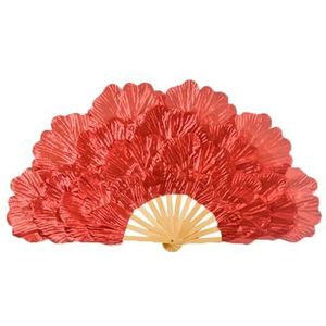 Danswaaier, zijden waaiers, Buikdans bamboe zijden waaier sluiers pioenroos dubbelzijdige bloemblaadjes 41 veelkleurige verpakking van 3(Rosso,Right- fan)