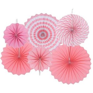 12 stuks feestdecoratie papieren waaiers rond patroon papieren slingers decoratie, hangende papieren waaiers feestset for thuis, verjaardag bruiloft babyshower, afstudeerevenementen (roze)