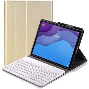 Toetsenbordhoes voor Lenovo Tab M10 HD (2nd Gen) 10.1 - (QWERTY-Indeling) Ultradunne Flip met Verwijderbare Draadloze Toetsenbordstandaard Case voor Lenovo Tab M10 HD (2nd Gen) 10.1 TB-X306F/X306X, Goud