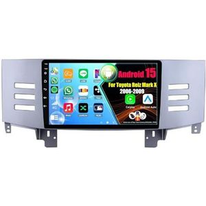 Android 15 Autoradio Voor Toyota Reiz Mark X 2006-2009 met Draadloze Carplay Android Auto, 9 Inch Autoscherm Soporta Bluetooth WIFI GPS FM/RDS(8Core(8+256GB))