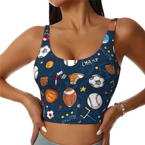Sport Baseball Game Print Comfortabele Vrouwen Sport Vest Yoga Workout Vest Voor Vrouwen Lichtgewicht Zomer, Zwart, S