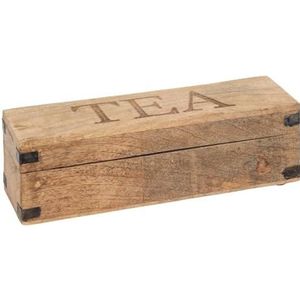 Theedoos/theekist bruin 4-vaks 32 x 10 cm van mango hout - Theezakjes doos/kist