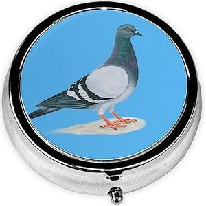 Duif Gedrukt Pil Doos, Mini Kleine Pil Case Draagbare Geneeskunde Pil Organizer Reizen Pil Doos met 3 Component