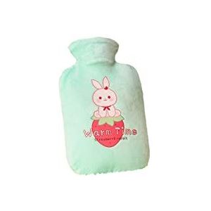 DieffematicRSD Warmwaterkruik PVC-warmwaterkruik met pluche hoes for pijnverlichting Student Leuke handwarmer Injectie Heetwaterzak Cadeau (Color : Green)