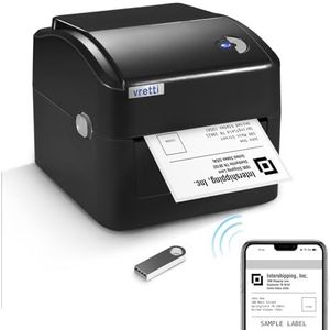 Vretti thermische printer, zelfklevend, 4 x 6, grote geïntegreerde tank, USB/wifi dual-band, nauwkeurigheid 99,99%, 3 x duurzamere printkop, compatibel met Amazon, Shopify, Colissimo, UPS, Linux