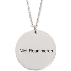 Niet Reanimeren Penning - Ketting - Gegraveerd - Cirkel - Rond - RVS - Verstelbaar (Zilverkleurig)