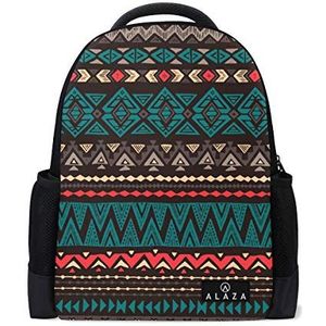My Daily Aztec Tribal Stripe Rugzak 14 Inch Laptop Daypack Boekentas voor Reizen College School, Meerkleurig, One Size, Laptop