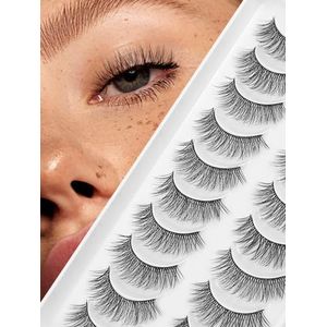 Kattenoogwimpers Wispy Wimpers Manga Cat Wimpers Natuurlijke Look 15mm Wispy Valse Wimpers 3D Volume Nep Wimpers Anime Wimpers Zachte Faux Nertsen Wimpers 7 paar Wimpers Pack