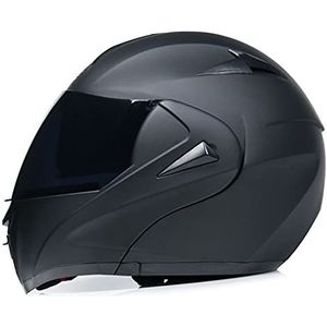 Volledig gezicht modulaire motorhelm voor volwassenen, geïntegreerde helm voor heren en dames DOT goedgekeurde motorfiets voorzijde opklapbaar met dubbel vizier Helm voor scooter Street Cruiser