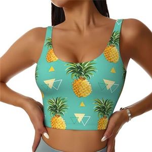 Tropisch fruit ananas print comfortabel vrouwen sport vest yoga workout vest voor vrouwen lichtgewicht zomer, Zwart, S