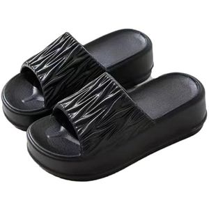 UBOHUZ Damespantoffels, comfortabele strandsandalen, antislip, lichtgewicht pantoffels, badkamerschoenen voor vrouwen, voor badkamer, zwembad, Zwart, 38/39 EU