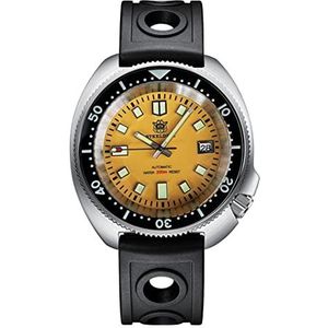 STEELDIVE SD1974 Gele Wijzerplaat Zwarte Keramische Bezel Duiken Horloges Lichtgevende NH35 Automatische 200 m Rvs Sport Horloge, rubberen band