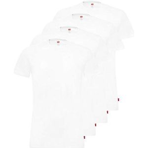 Levi's Heren Crew Neck T-shirts Stretch Cotton 905055001 4-pack, kleur: wit, aantal: 4-pack (2x 2), maat: L, artikel:-300 White, - 300 wit., L