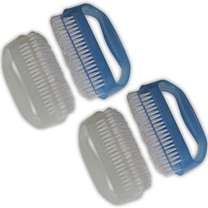 NewFerU 4 x nagelborstels voor het reinigen van handvingers, voetteen met nagelriemverwijderaar, kleine schrobberreiniger met handvat, zachte schrobset voor vingernagelmanicure, teennagelpedicure,