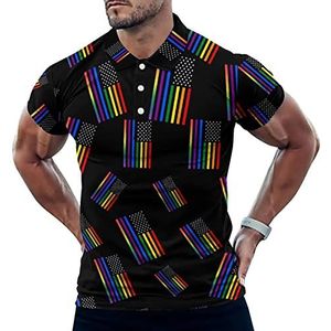 Amerikaanse Homo Regenboog Vlag LGBT Trots Grappige Mannen Polo Shirt Korte Mouw T-shirts Klassieke Tops Voor Golf Tennis Workout