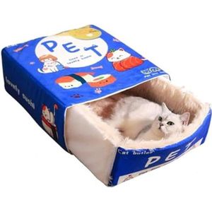 Kattenbed voor binnenkatten, kattengrot bed kattenhuis kattentent, snackbox kattennest, afneembaar pluche kussen, gesloten kattennest, kattenbedden en meubels, voor klein en middelgroot huisdierbed,