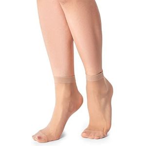 LORES Semi Sheer Womens Low Cut Sokken Onzichtbare Enkel Hoge Pop Nylon Zacht Comfort One Size 15 DEN 2 paar, natuurlijk, One size