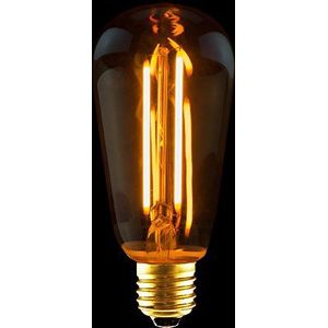 LED rustika gloeidraad Edison gloeilamp 2W E27 goud extra warm 2200K ST19 zuigervorm