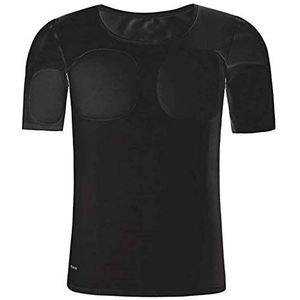 Mannen nep borstspier gewatteerd T-shirt,realistisch onzichtbaar spier T-shirt mannen nep borstspier spier buikspieren shirt body shaper ondergoed (Color : Noir, Size : XL)