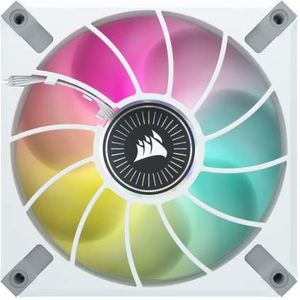 CORSAIR ML120 RGB ELITE, 120 mm RGB-fan met magnetische levitatie en AirGuide, set van 3 met Lighting Node CORE - Wit frame