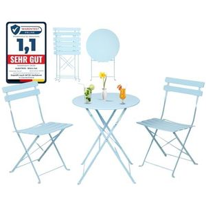 Albatros Bistroset 3-delig, blauw, bistrotafel met 2 stoelen, inklapbare stoelen en tafel van robuust metaal, optimaal als balkonmeubelset of tuinmeubelset in modern design
