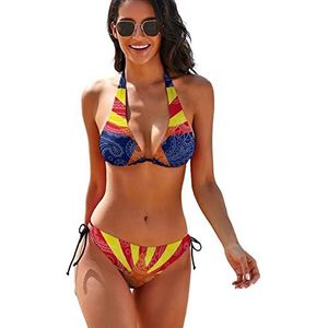 Arizona State Paisley Vlag Vrouwen 2-delige Bikini Set Driehoek Badmode Halter String Badpakken met Tie Side XS