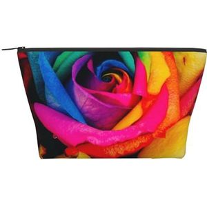 FZGGWYHL Regenboog Rose Gedrukte Dagelijkse Opbergtas Reistoilettas Cosmetische Zak, Zwart, Eén maat, Tas Organizer