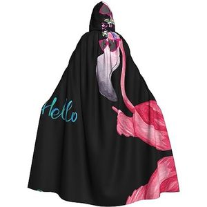 OdDdot heks mantel, Hello Glasses Flamingo print Hooded Mantel voor Vrouwen, Volwassen Halloween Kostuums Cape, Heks Cosplay cape