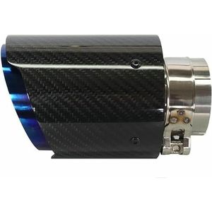 LSYSND 1 stuks universele auto koolstofvezel staartkeel roestvrij staal blauwe keper glanzende demper uitlaatmondstuk tip