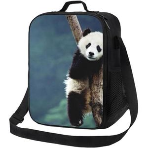 WSHFFILO Leuke Panda bedrukte schouder Handheld Bento Bag Draagbare Lunch Tas Lunch Organizer Case