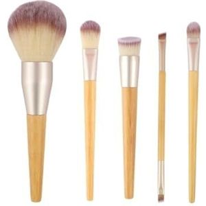 Make-up Kwasten Make-upkwastenset 5-delige Bamboe Handvat Foundationkwast Oogschaduwkwast En Andere Schoonheidstools Make-up Kwasten Draagbare