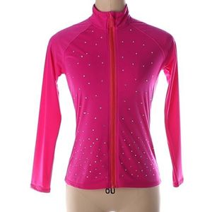 Professionele Kunstschaatsen Outfit Dames Schaatsen Jas Met Strass Pailletten Training Wedstrijd Schaatsen Kleding(Size:3XL,Color:Roze-Dik)