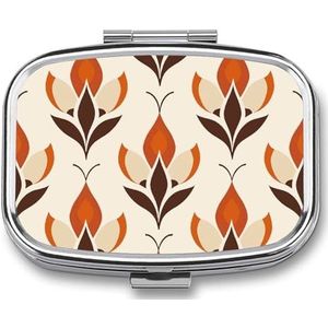 Leuke Pil Organizer Oranje en Bruin Stijl Gedrukt Draagbare Reizen Pillendoos Mini Pillendoos Kan Buiten worden gebruikt