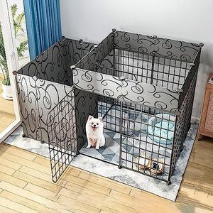 Kleine dierenboxen DIY huisdier box, kleine dieren kooi met deur, binnen/buiten metalen huisdier hek opvouwbare huisdier hond kat puppy box (maat: 127 x 75 x 65 cm)