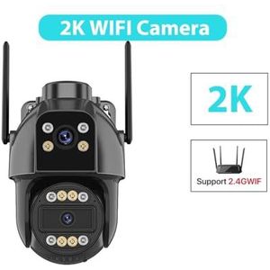 Bewakingscamera, 4K HD 4G IP Camera Buiten 10X Zoom Drie Lens Dual Screen Sim-kaart PTZ Camera AI Tracking CCTV Video Surveillance Camera(2K WIFI Camera)