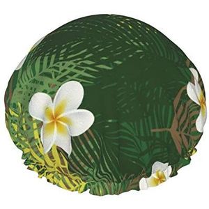 Douchemuts, naadloze bloem en palmboom blad patroon dubbele waterdichte badmuts, elastische herbruikbare douchemuts, badmutsen slaapmutsje