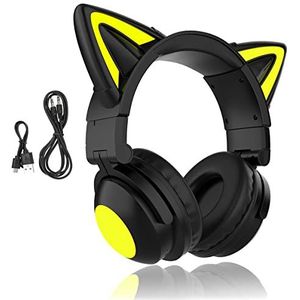 Bluetooth-koptelefoon, Kattenoor LED Oplichtende Draadloze Opvouwbare Hoofdtelefoon over Het Oor met Microfoon en Volumeregeling voor Telefoon/laptop/pc/tablet, Stereoheadset, voor Meisjes en Jongens