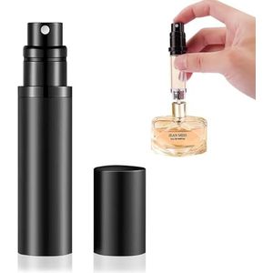ZMaglorian Parfumverstuiver, 5 ml, navulbare parfumfles, draagbaar, parfumspuitfles voor reizen, mini verstuiver voor parfum (J-zwart)