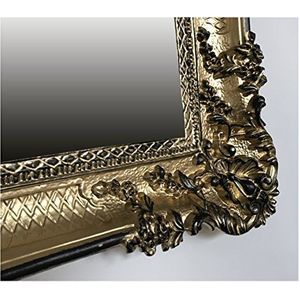 Lnxp Barokke wandspiegel, rechthoekig, goudzwart, dubbelkleurig, barok, wanddecoratie, decoratie, antieke spiegel met frame, 96 x 57 cm