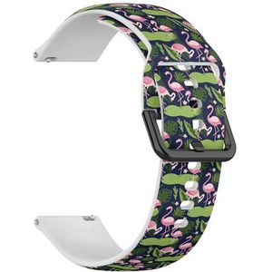 Compatibel met Garmin Forerunner 245 / 245 Music / 645 / 645 Music / 55 (witte flamingo vogel) 20 mm zachte siliconen sportband armband armband