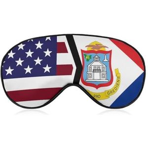 Verenigde Staten En Nederlandse Sint Maarten Vlag Gezellige Oogmaskers Reizen Slaap Masker Blackout Nap Night Eye Cover Met Verstelbare Riem