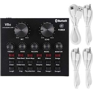 V8S Externe Live Broadcast-geluidskaart, ondersteuning Clouds Sound Effect, met USB-oplaadkabel, Voice Changer-apparaat, voor computertelefoon, enz