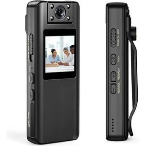 Lichaamscamera A22 Full HD 1080P Sport DV Nachtzicht 2200mAh Bewegingsdetectie Lichaamscamera LCD-scherm Mini Camcorder Politie Cam Fietscamera (Size : 256GB Memory, Color : Nero)