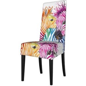 KemEng Regenboog zebra, stoelhoezen, stoelbeschermer, stretch eetkamerstoelhoes, stoelhoes voor stoelen
