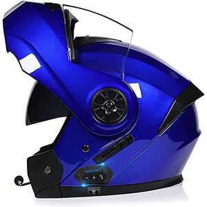 CFZWJ Modulaire Motorfiets Bluetooth Helm, MP3+FM DOT Certificatie Flip Up Touring Helmen Ingebouwde Dual-Speaker Bluetooth Headset met Microfoon voor Automatische Antwoordhelm