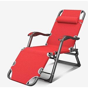 GEIRONV Tuin ligstoelen, met kussen Fauteuils Stalen voeten Ligstoel Tuinmeubilair Bed Strand Zwembad Patio Opvouwbare verstelbare stoel Fauteuils (Color : Red)