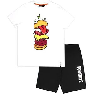 Fortnite Pyjama Voor Jongens - Korte Mouwen, Burger Ontwerp Rood/Geel - Minecraft Kleding, Cadeaus Voor Jongens - Zwart/Wit, 14 Jaren