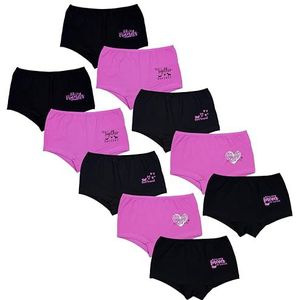 TupTam Meisjes Slipjes Katoen – 10 Stuks Comfortabele en Ademend Shorts voor School, Sport en Dagelijks Gebruik, Shorts/Forever Friends Zwart Roze, 128-134